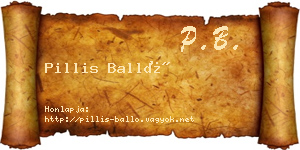 Pillis Balló névjegykártya